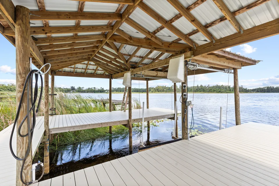 Private dock extending over Lake Keene