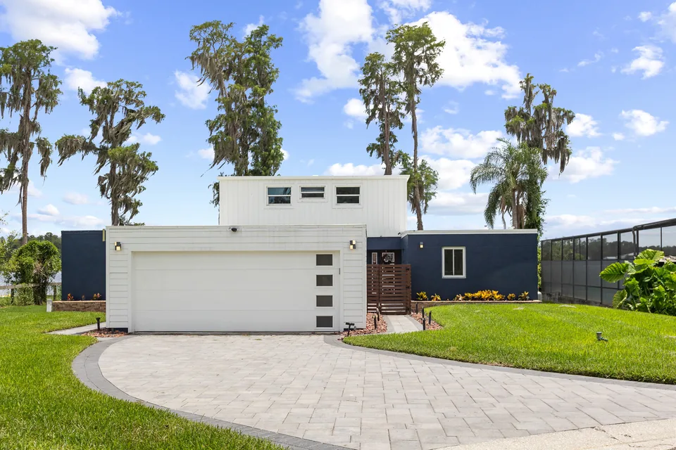 Daytime front exterior of the Cypress Cove Lane home
