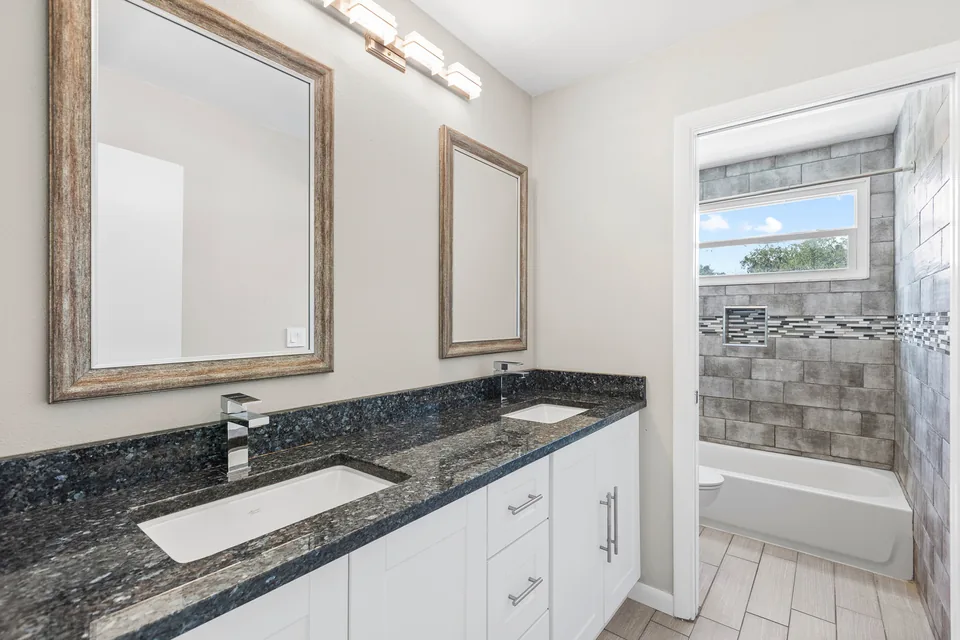 Guest bathroom with dual sinks
