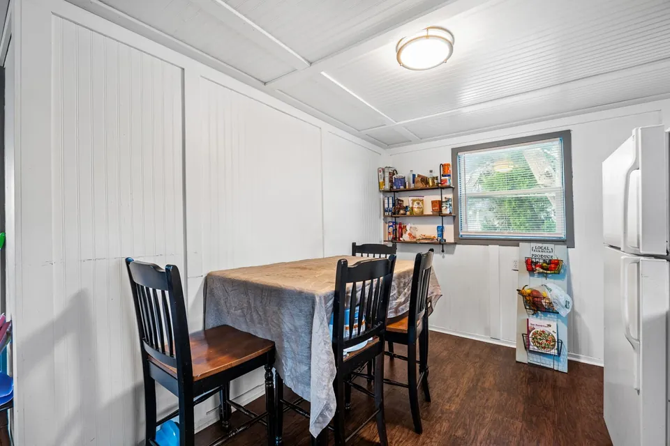 Dining area and kitchen cabinets