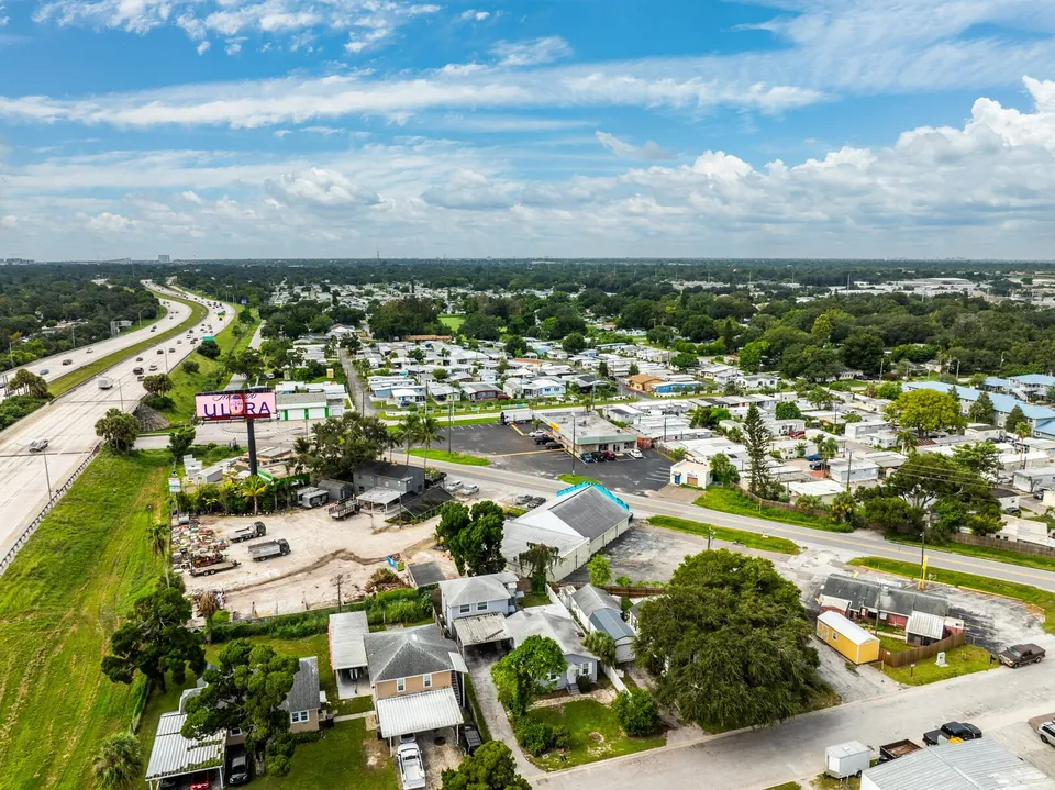 Aerial view of the property area beside the highway