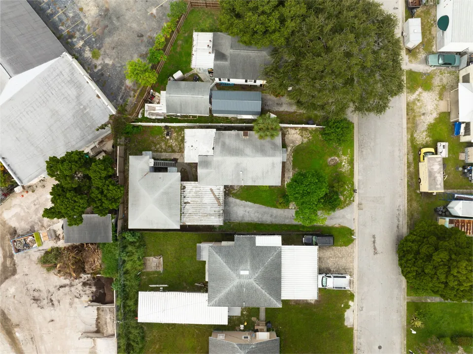 Overhead view of both residences and lot