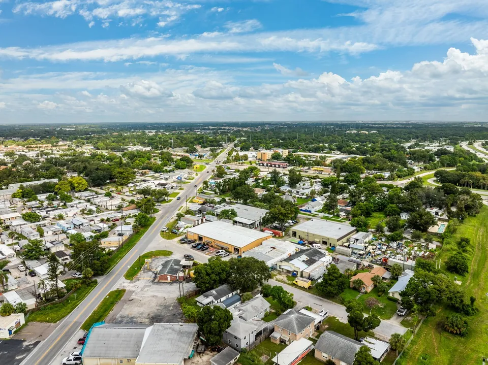 Aerial neighborhood view around 2412 51st Avenue North
