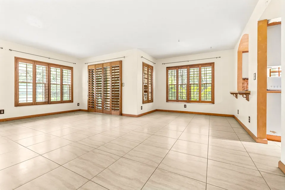 Dining area with plantation shutters