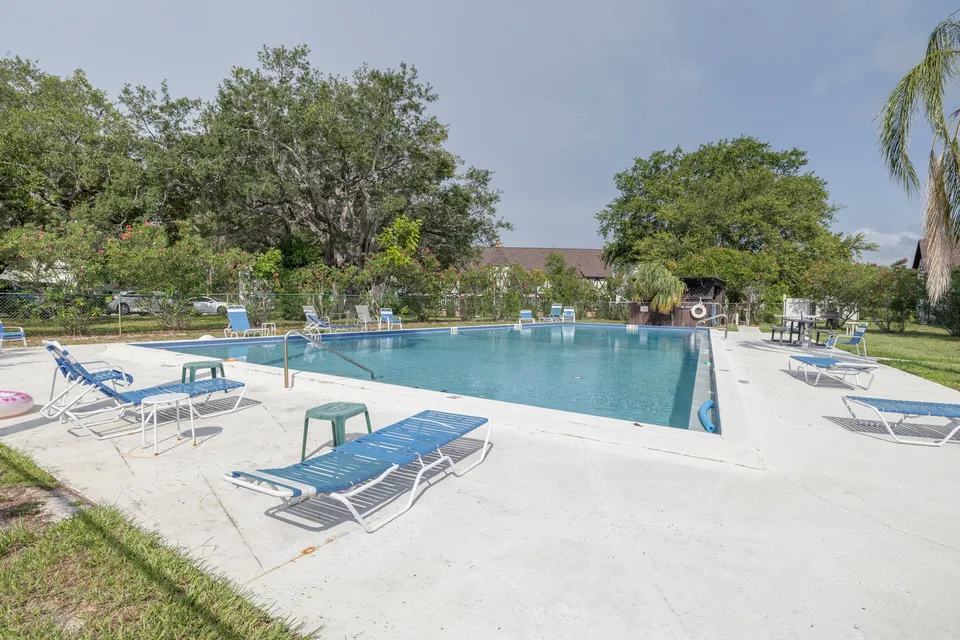 Community swimming pool and deck