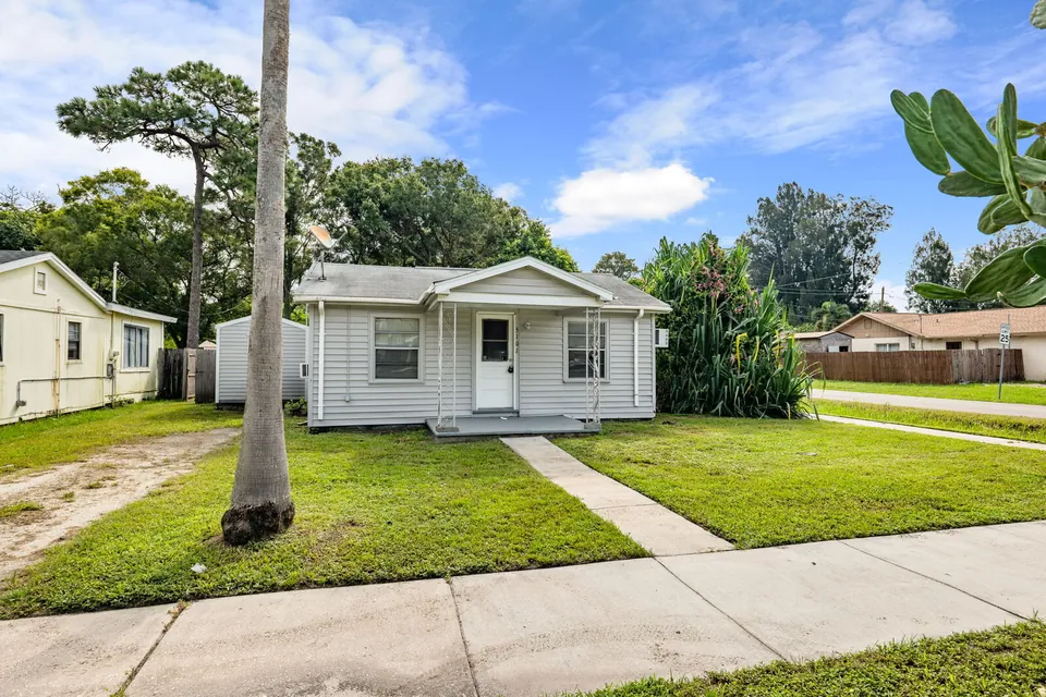 Front yard and side driveway