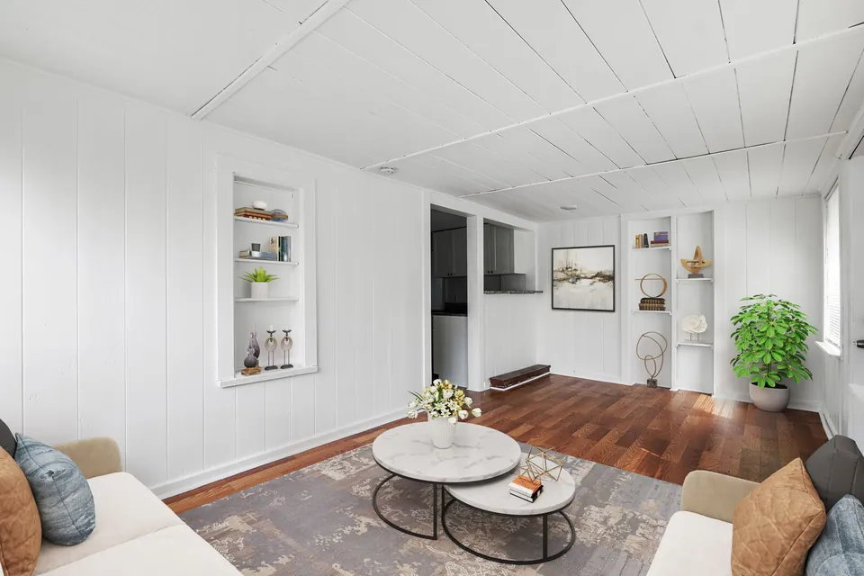 Staged view of enclosed living area