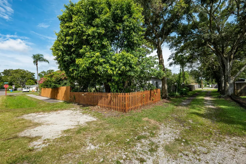 Open yard behind the residences