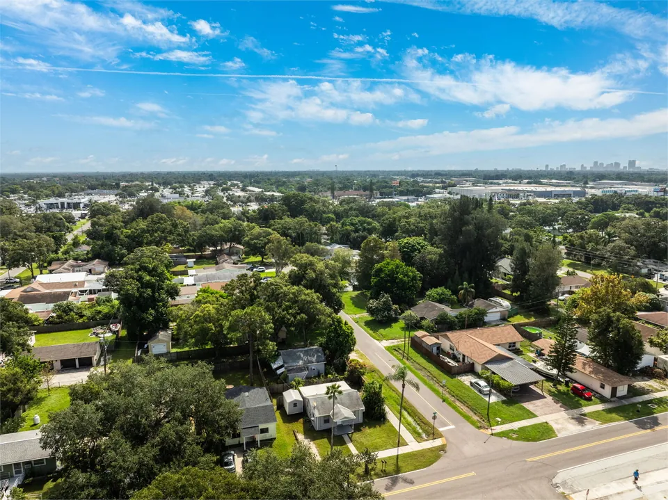 Aerial view toward central St. Petersburg