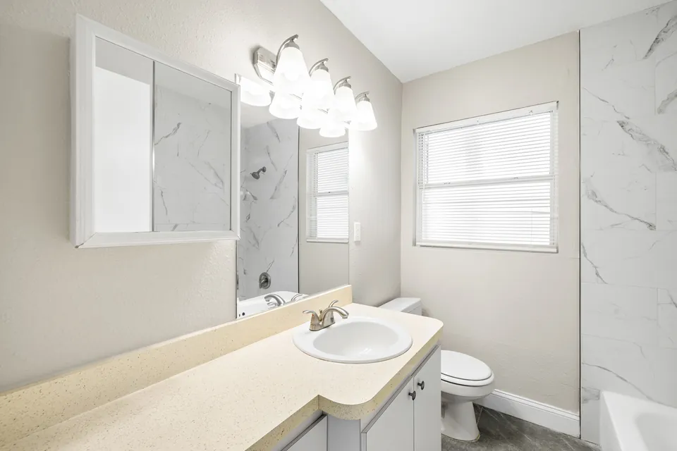 Bathroom vanity and mirror