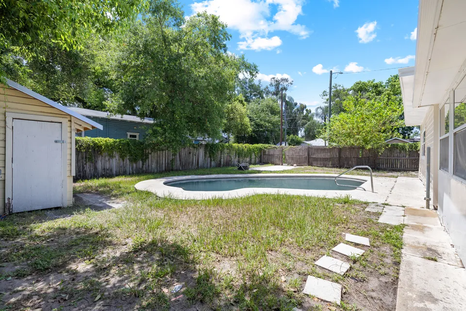 Backyard path toward the swimming pool